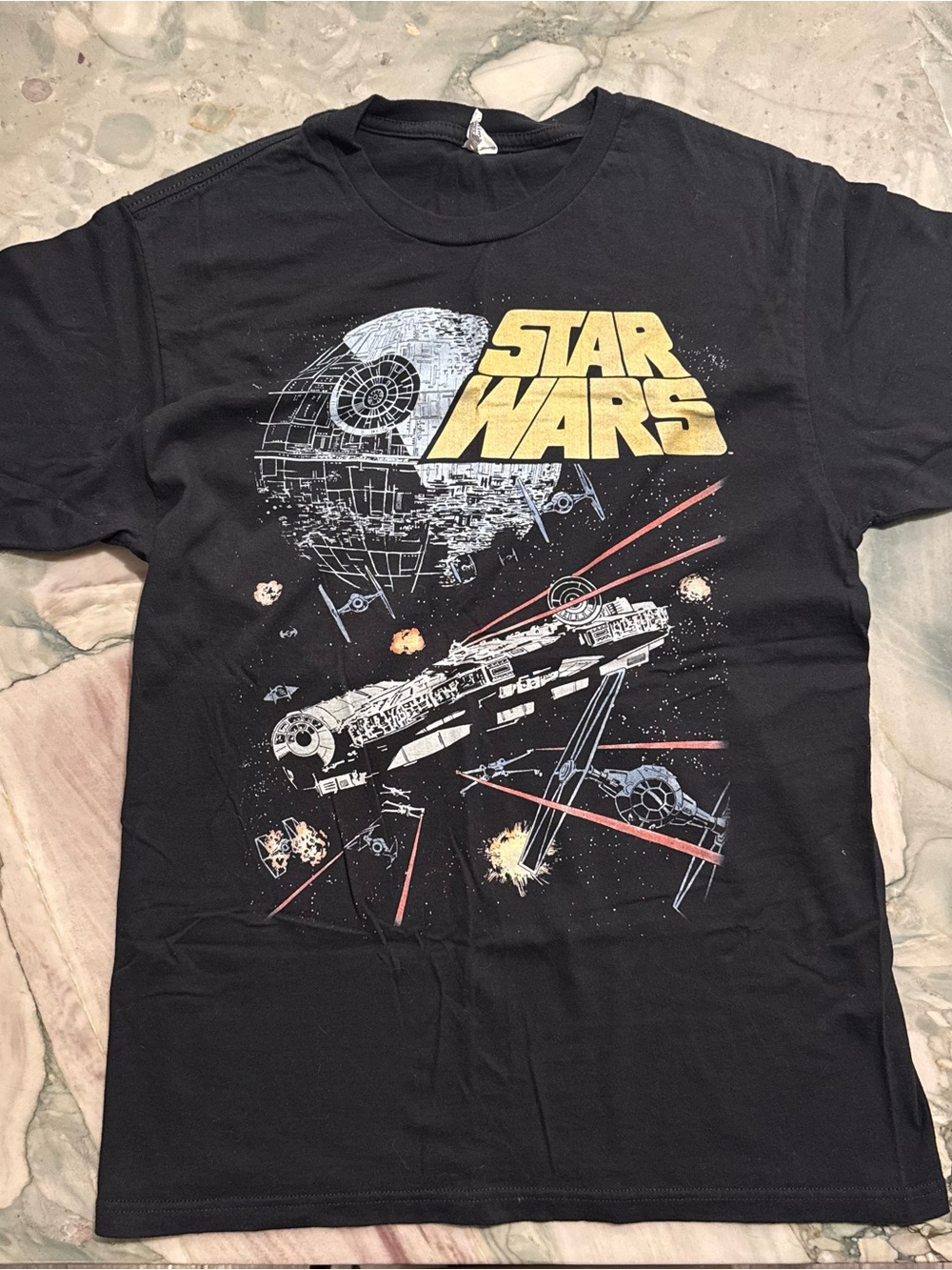 Star Wars Death Star Millennium Falcon T-Shirt Size M